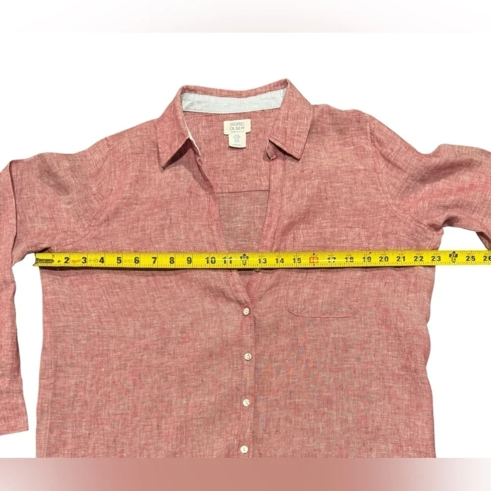 Sigrid Olsen Linen Blouse Red Womens Size Medium